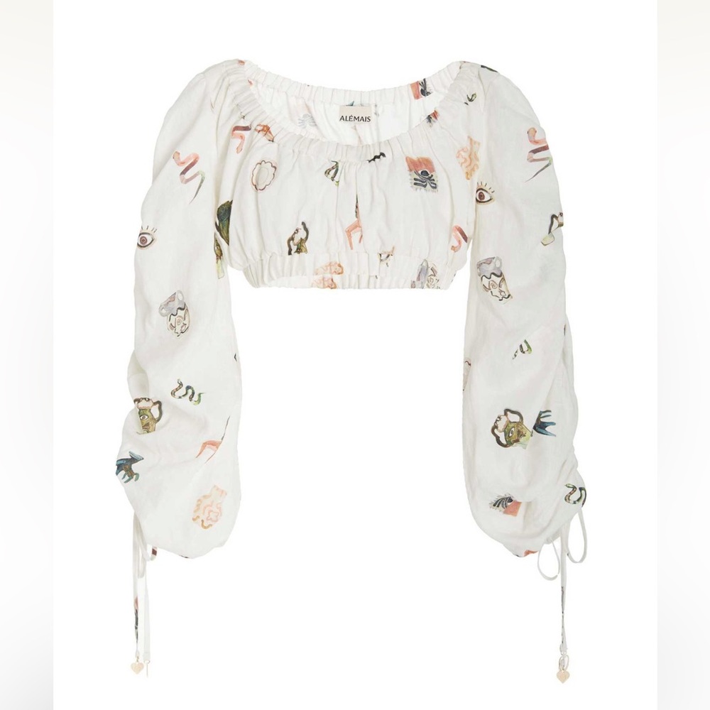 Alémais Hera Linen Cropped Top
